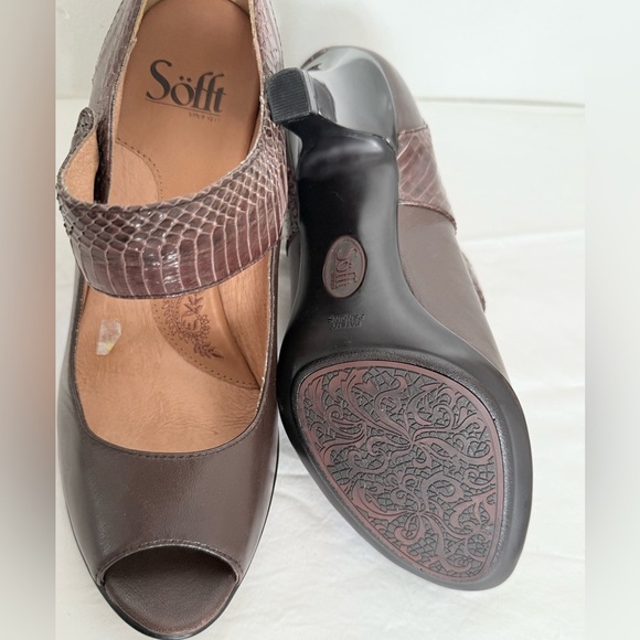 Sofft Since 1997 Women’s Mary Jane Peep-Toe Mid Heel Brown Shoes Size 8M VTG - Picture 13 of 14
